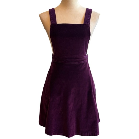Mod Cloth Purple Velvet Romper Dress XS Academia Pockets - Picture 2 of 12